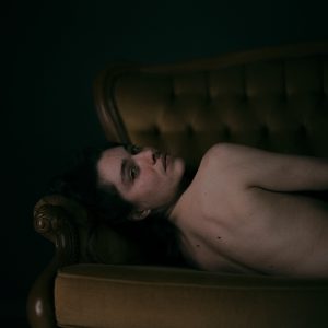 M on green couch - digital fineart print